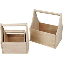 Lot de paniers en bois porte-bouteille - 16 x 16 cm à 24 x 28 cm - 3 pcs