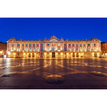 Tableau sur toile capitole de Toulouse de nuit 65x97 cm