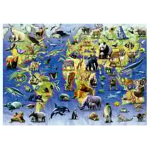 Puzzle carte du monde des animaux, especes menacees 500 pieces - planisphere - educa - 19908
