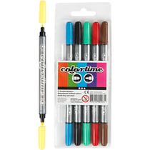 Feutres à double pointe - Couleurs vives - 6 pcs