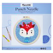 Figured'Art Punch Needle Kit Complet pour Adultes et Enfants - Petit Renne - Parfait pour Débutant. Set prêt à broder taille 20x20cm avec cadre circulaire