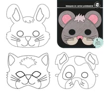 Masques enfant carton prédessiné animaux 17 x 14 cm x 12 pièces
