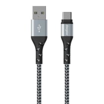 ENERGIZER Câble de Charge et de Données USB-A vers USB-C en Nylon Tressé 2m Anti-nœud Argent