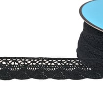 Bobine 25m dentelle éventail 19mm noir