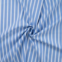 Tissu Coton Stretch rayé Rayures Blanche sur fond Bleu ciel