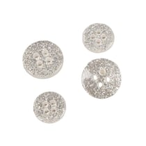 Lot de 3 boutons rond pailleté argent