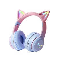 Casque Audio LED Oreilles De Chat Bluetooth Pliable Avec Microphone Vert Bleu YONIS