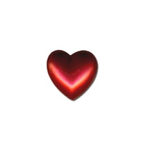 Lot de 6 boutons à queue coeur 18mm Rouge satiné