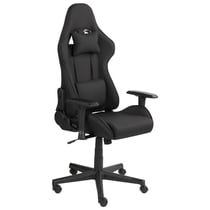 Chaise Gaming Noire en Tissu avec Accoudoirs Réglables Pivotant Style Moderne