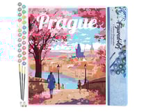 Peinture par Numéro Figured'Art - Affiche de voyage Prague en fleurs - Kit de Loisir Créatif DIY Numéro d'Art Complet - 40x50cm sans châssis en bois