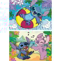 2 puzzles stitch et angel sur l'eau et joue de la musique x 100 pièces - dessin animé - educa - 19998