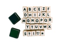 Tampons en bois Alphabet 1 cm + 2 encreurs