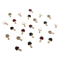 12 champignons adhésifs en bois et à paillettes 2,5 x 1,5 cm