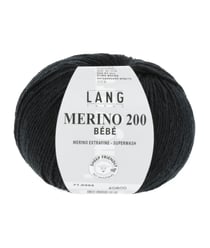 Pelote de laine à tricoter pour layette MERINO 200 BEBE - Lang Yarns 304 Noir