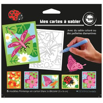 MégaCréa DIY - Cartes sable ou paillette Printemps x 6 pièces Activités manuelles Enfant