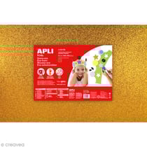 Mousse EVA thermoform. 40x60cm Doré pailleté 3 feuil.