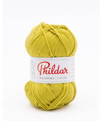 Fil coton à tricoter PHIL COTON 3 - Phildar - PPSC - certifié Oeko-Tex Absinthe Jaune