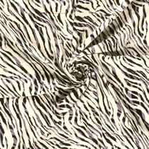 Tissu Viscose satiné Hermine zébré Noir et Gris sur fond Ivoire