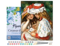 Peinture par Numéro Figured'Art avec Cadre - Jeunes Filles Lisant - Renoir - Kit de Loisir Créatif Numéro d'Art - 40x50cm toile tendue sur châssis