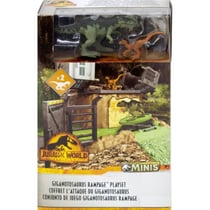 Coffret l'attaque du giganotosaurus : 2 dinosaures combat + accessoires - dino - jurassic world - mattel hff12