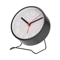 Nedis Réveil Analogique Design Rond avec Pied en Métal et Fonction Snooze Noir