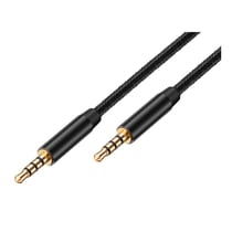 Avizar Câble Audio Jack 3,5 mm Double Connecteur Mâle Bolaris 1,5 m Tressé Noir