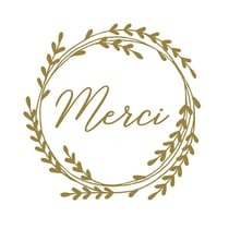 60 stickers ronds dorés Merci Ø 3,5 cm