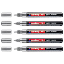 Lot de 5 marqueurs peinture - EDDING - Pointe ronde 1-2 mm - Argent