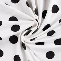 Tissu Sweat léger envers gratté pois Noir sur fond Blanc