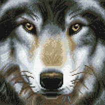 Tableau Broderie Diamant Crystal Art 30x30cm Loup