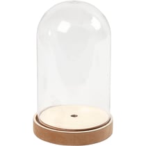 Cloche sur socle en bois, H : 18 cm, d 11 cm, 1 Pq.