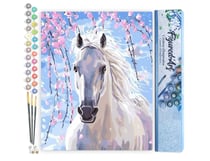 Peinture par Numéro Figured'Art - Cheval et Fleurs blanches - Kit de Loisir Créatif DIY Numéro d'Art Complet - 40x50cm sans châssis en bois