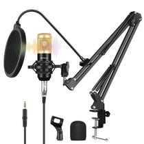 Kit Microphone Professionnel Studio Chant USB Avec Bras Et Carte Son Intégrée Or YONIS