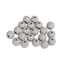 Perles en bois FSC 100%, polies, 10mm ø, gris clair , 52 pièces