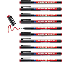 Lot de 10 marqueurs permanents - EDDING - Pointe moyenne 1 mm - Rouge