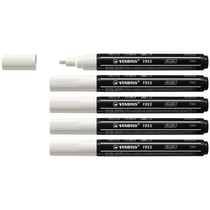 Lot de 5 marqueurs acryliques pointe moyenne - STABILO FREE T300 - Blanc