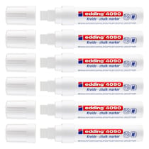 Lot de 6 marqueurs craie liquide pointe large - EDDING - Blanc - 4090