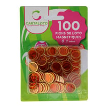 100 pions de loto magnetiques orange - jetons marquage - accessoire bingo - cartaloto