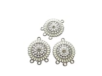 4 Chandeliers ethniques - 27*21mm - argent vieilli et émail blanc