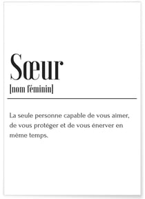 Affiche Définition Soeur | A3 : 29,7x42cm