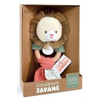 Hochet Lion avec anneau en bois - Doudou et Compagnie - Beige