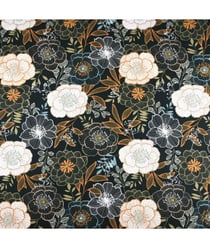 Tissu coton fleurs zinnia de 150 cm de largeur Vert vendu par 50 cm