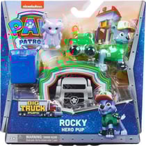 Pat patrouille hero pup - rocky + drone de sauvetage a clipser + raton laveur + centre de commande - figurine chien - paw patrol - spin master - 20139039