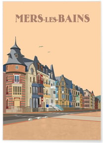Affiche ville Mers-les-Bains | A3 : 29,7x42cm