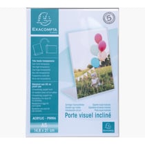 Porte-visuel - Présentoir - A5 - Incliné - Transparent - Pour photo, menu, document