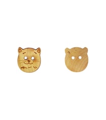 Bouton bois enfants chat 18mm