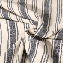 Toile de coton Eugénie rayures Indigo sur fond Ecru