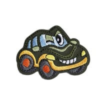 Lot de 3 écussons transports rigolos voiture verte 5,5cm x 4cm