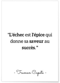 Affiche Truman Capote : 'L'échec est l'épice...' | A3 : 29,7x42cm