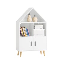 SoBuy KMB58-W Bibliothèque Enfant Étagère de Rangement pour Livres et Jouets Étagère à Livres Armoire Meuble de Rangement sur Pieds